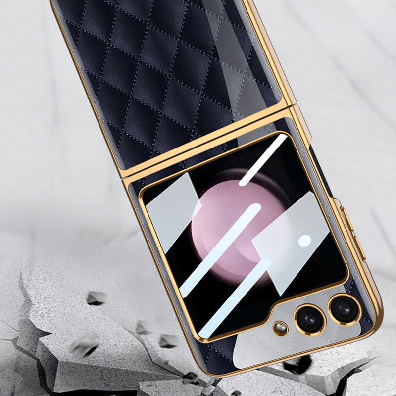GKK Style 3 For Samsung Galaxy Z Flip5 5G Hard PC Phone Case Pattern Printing Shockproof Phone Cover with Tempered Glass Film GKK Style 3 For Samsung Galaxy Z Flip5 5G Hard PC Phone Case Pattern Printing Shockproof Phone Cover with Tempered Glass Film
